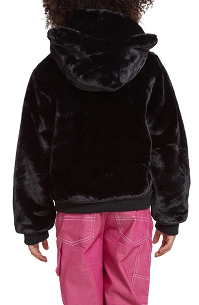 Shop Apparis Kids' Lily Faux Fur Hooded Coat In Noir