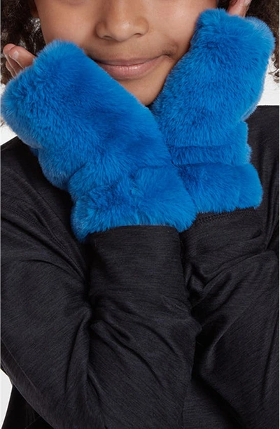 Shop Apparis Kids' Ariel Pluche™ Faux Fur Fingerless Gloves In Azure Blue