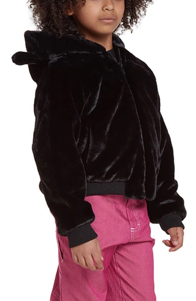 Shop Apparis Kids' Lily Faux Fur Hooded Coat In Noir