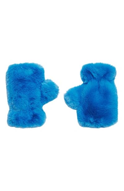 Shop Apparis Kids' Ariel Pluche™ Faux Fur Fingerless Gloves In Azure Blue