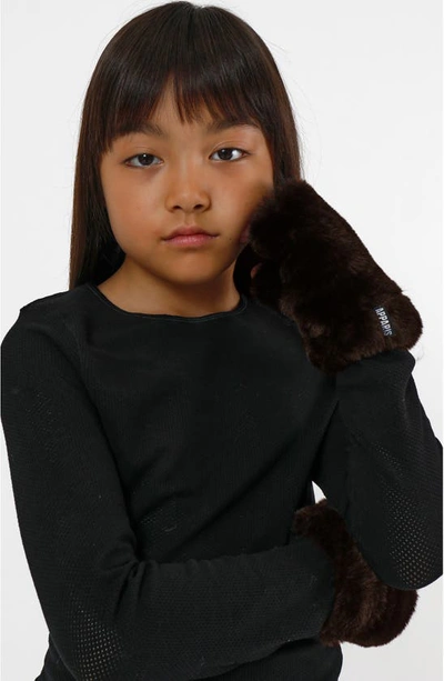 Shop Apparis Kids' Ariel Pluche™ Faux Fur Fingerless Gloves In Espresso