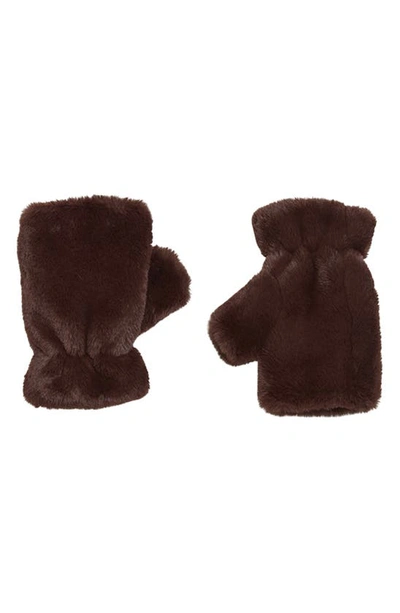 Shop Apparis Kids' Ariel Pluche™ Faux Fur Fingerless Gloves In Espresso
