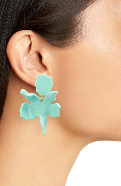 Shop Lele Sadoughi Small Paper Lily Drop Earrings In Sea Glass