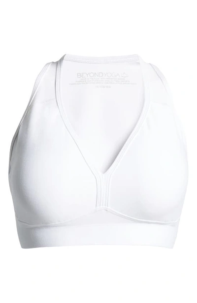 Shop Beyond Yoga Lift Your Spirits Sports Bra In Cloud White