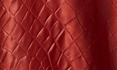 St John Croc-embossed Italian Fluid Satin Maxi Skirt In Auburn