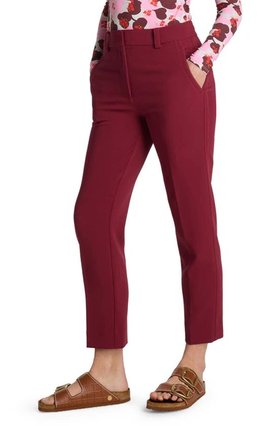 Shop St John Stretch Cady Ankle Slim Pants In Raspberry