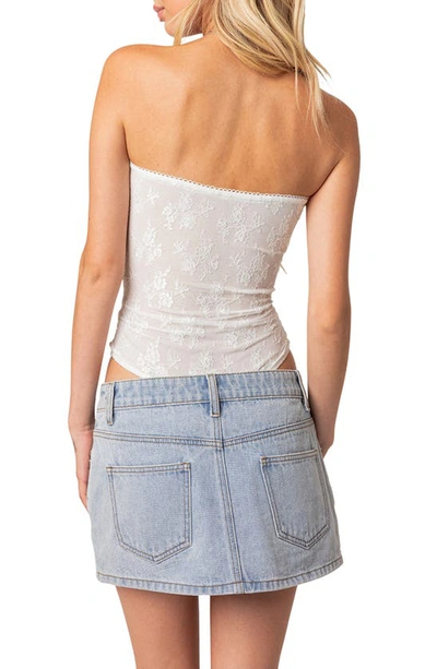 Edikted Women's Alina Sheer Lace Bodysuit In White