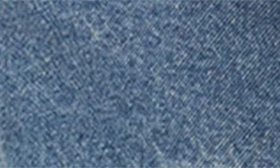 Edikted Pleat Ruffle Denim Miniskirt In Blue