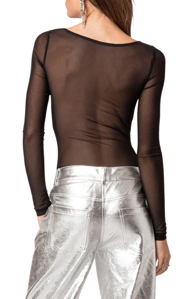Edikted Sheer Bandeau Mesh Bodysuit In Black