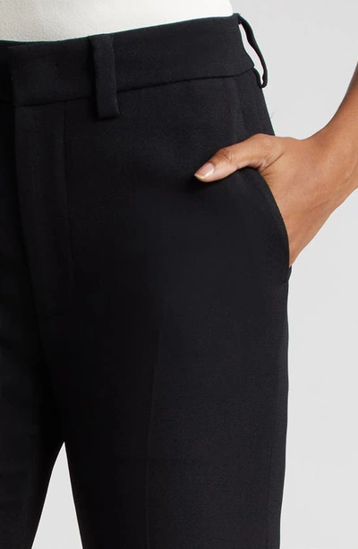 Shop Brandon Maxwell The Peyton Slit Cuff Straight Leg Trousers In Black