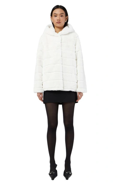 Apparis Goldie Faux Fur Quilted Short Jacket In Ivory