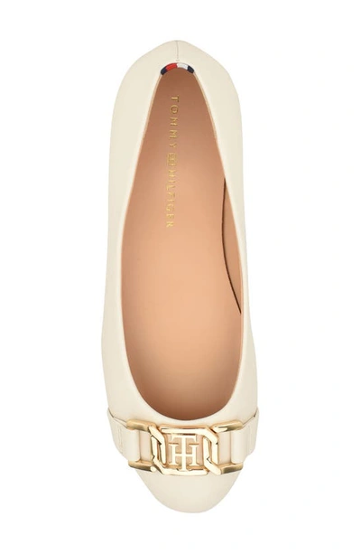 Shop Tommy Hilfiger Gallyne Flat In Ivory