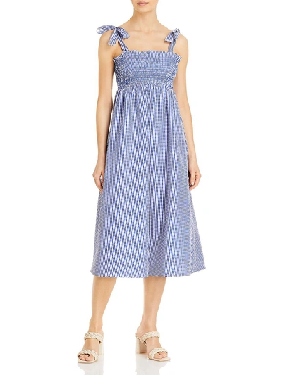 Shop Ava + Esme Womens Gingham Smocked Midi Dress In Blue