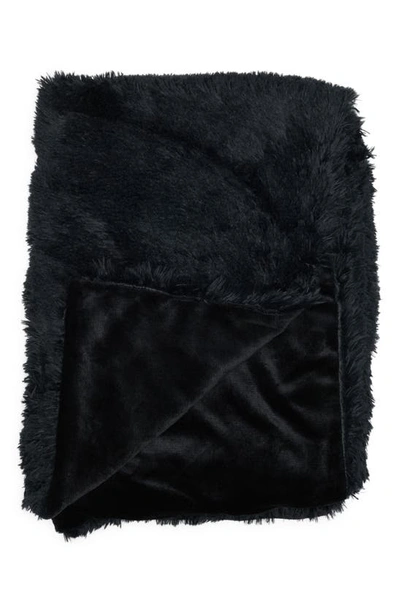 Shop Bcbg Faux Fur Throw Blanket In Black Beauty