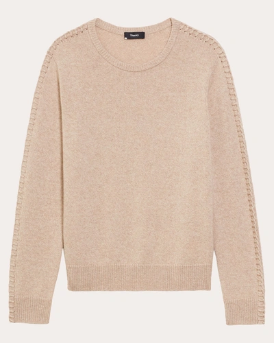 Shop Theory Women's Blanket-stitch Easy Crewneck Sweater In Neutrals