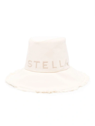 Shop Stella Mccartney Logo Canvas Fedora Hat In White