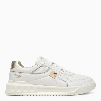 Shop Valentino Low-top One Stud White Leather Sneaker