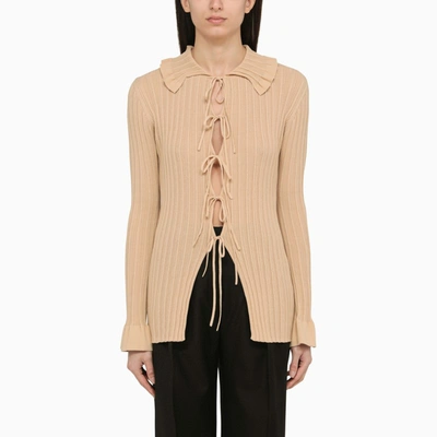 By Malene Birger Knitted Cardigan Front Tie In Beige