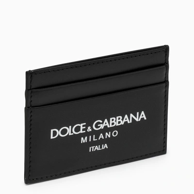 Shop Dolce & Gabbana Dolce&gabbana Black Calfskin Card Holder With Logo