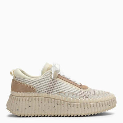 Shop Chloé Beige Nama Trainer In Recycled Nylon
