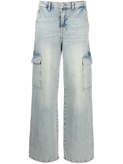 Shop 7 For All Mankind Scout Cargo Denim Jeans In Clear Blue