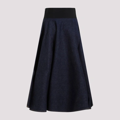 Shop Alaïa Belt Midi Skirt In Blue