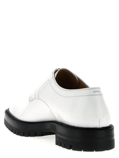 Shop Maison Margiela 'taby Country' Lace Up Shoes In White/black