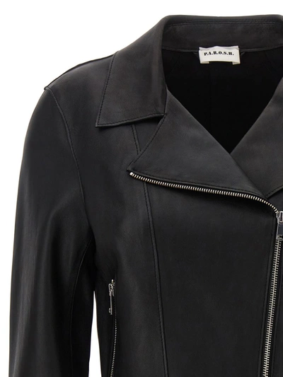 Shop P.a.r.o.s.h . Nail Leather Jacket In Black