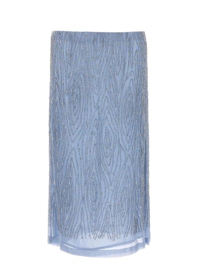 Shop P.a.r.o.s.h . Sequins And Beads Skirt In Blue