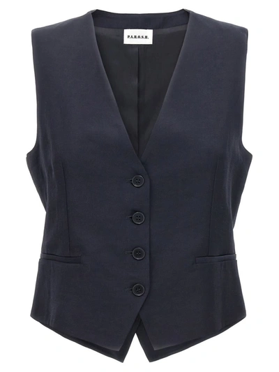 Shop P.a.r.o.s.h . Single-breasted Vest In Blue