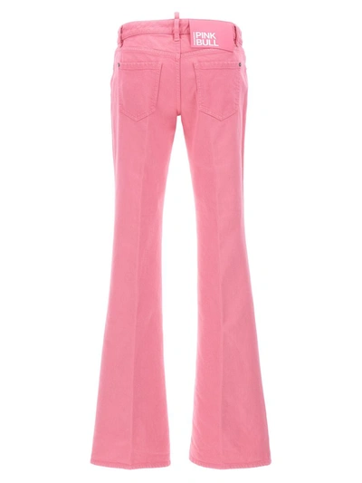 Dsquared2 Flare Waist Jeans With Pockets And Loops In Pink