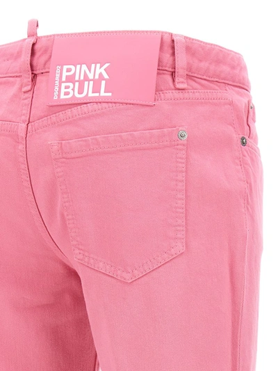 Dsquared2 Flare Waist Jeans With Pockets And Loops In Pink