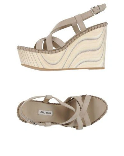 Shop Miu Miu Sandals In Light Grey