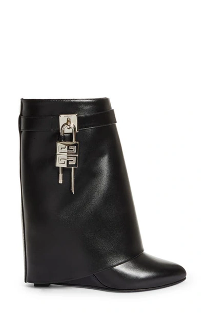 Givenchy Shark Lock 90 Leather Ankle Boots Shoes In Black
