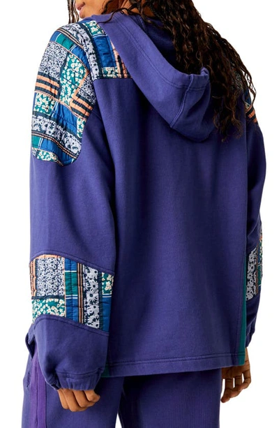Shop Fp Movement By Free People Kickoff V-neck Hoodie In Midnight Navy Combo