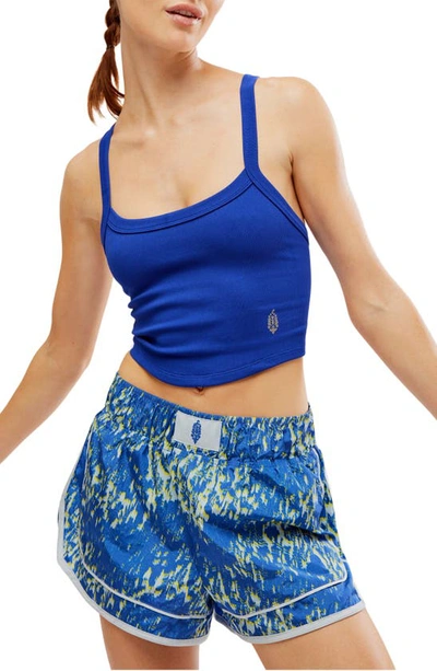 Shop Fp Movement By Free People All Clear Rib Crop Camisole In Sapphire Combo