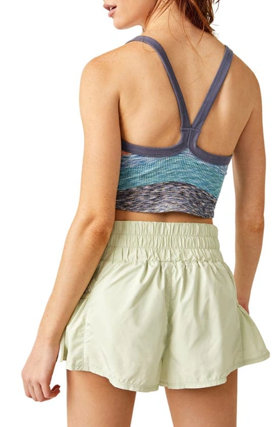Shop Fp Movement By Free People All Clear Stripe Space Dyed Rib Crop Camisole In Sapphire Combo