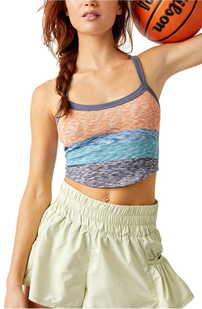 Shop Fp Movement All Clear Stripe Space Dyed Rib Crop Camisole In Sapphire Combo