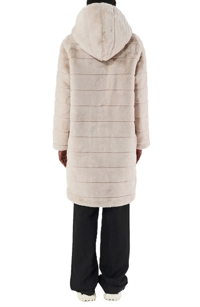 Shop Apparis Celina 3 Hooded Faux Fur Coat In Latte
