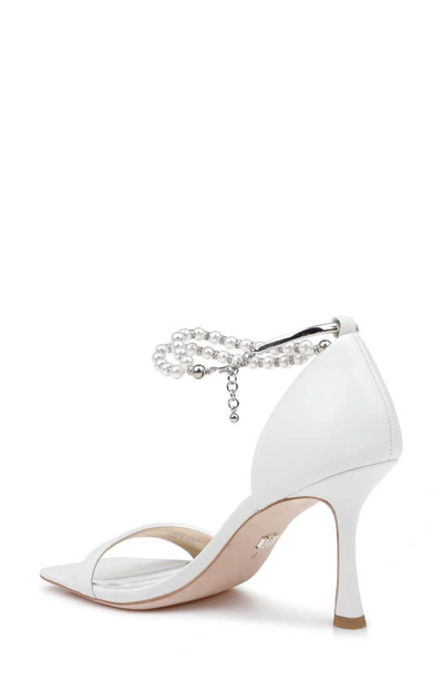 Shop Badgley Mischka Loretta Imitation Pearl Ankle Strap Sandal In Soft White
