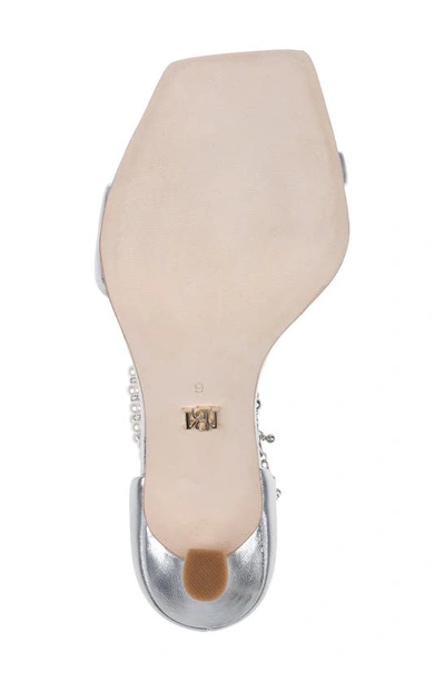 Shop Badgley Mischka Loretta Imitation Pearl Ankle Strap Sandal In Silver