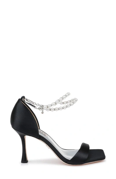 Shop Badgley Mischka Loretta Imitation Pearl Ankle Strap Sandal In Black