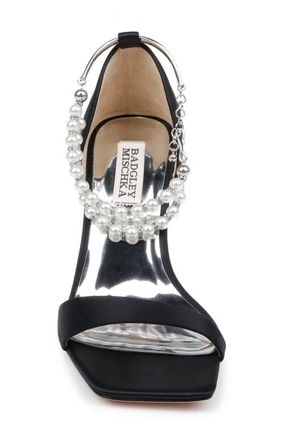 Shop Badgley Mischka Loretta Imitation Pearl Ankle Strap Sandal In Black