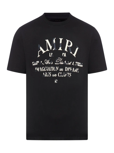 Shop Amiri Art Logo-flocked Cotton T-shirt In Black