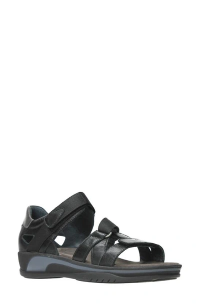 Shop Wolky Desh Sandal In Black Savana Leather