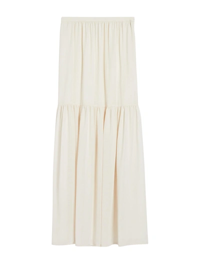 Shop Max Mara Long Skirt In Wool Gauze In White