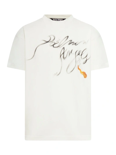 Shop Palm Angels T-shirt With Print In White