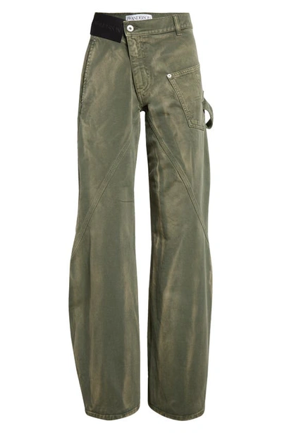 Shop Jw Anderson Twisted Workwear Jeans In Green