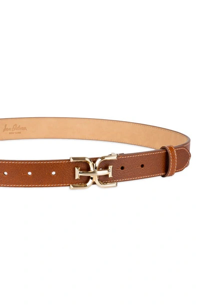 Shop Sam Edelman Logo Buckle Leather Belt In Saddle