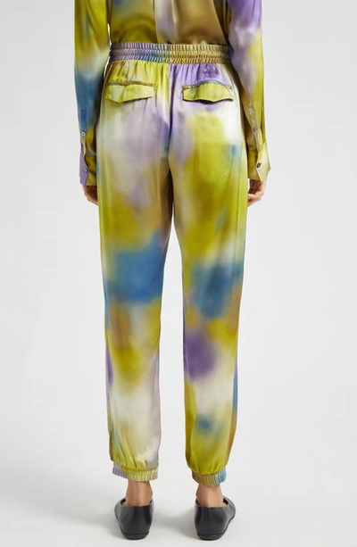 Shop Atm Anthony Thomas Melillo Watercolor Print Silk Charmeuse Joggers